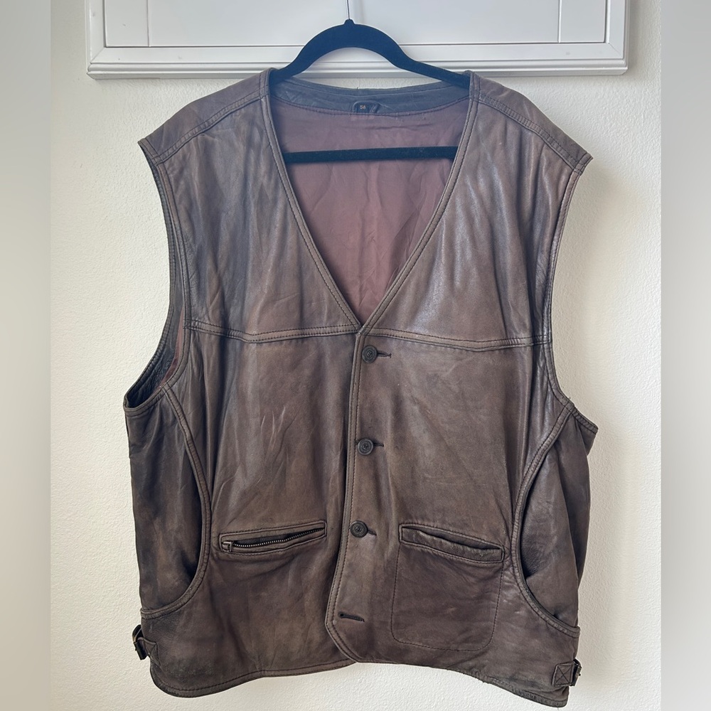 Men's Brown Leather Vest